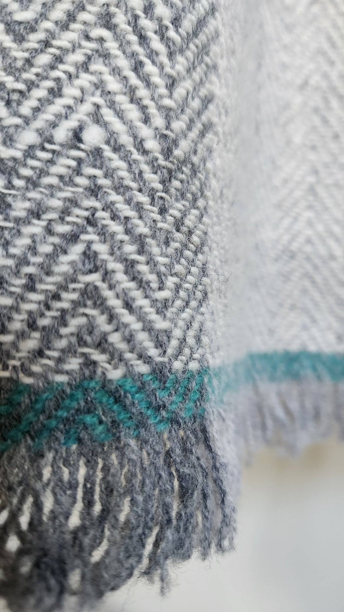 Ultra-soft Handwoven Merino Lambswool Scarf in Timeless Grey Herringbone